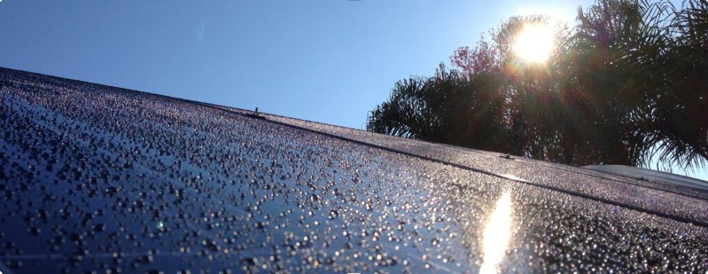 solar panels during rain